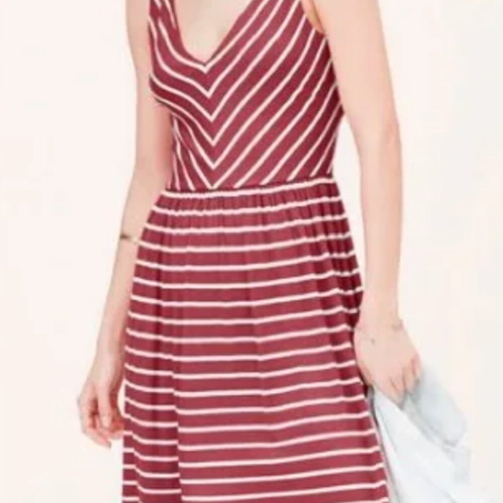 LOFT Red & White stripe dress